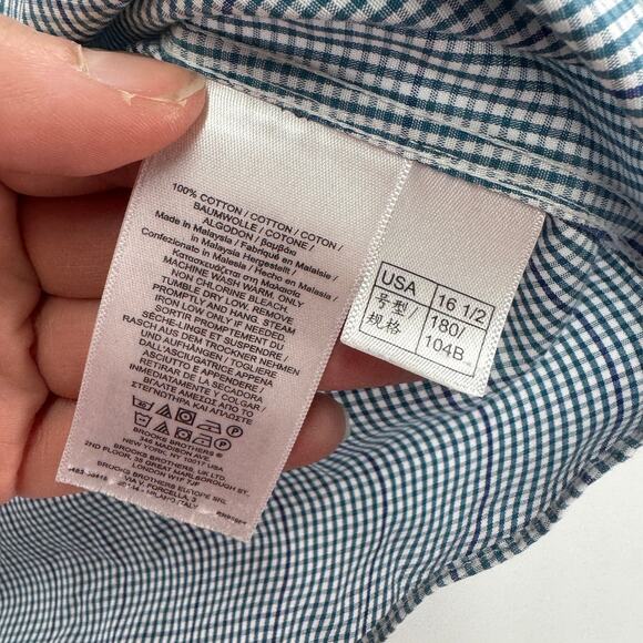 Brooks‎ Brothers Shirt Men Large 16.5 34 Regent Original Polo Blue Green Check - Picture 4 of 8